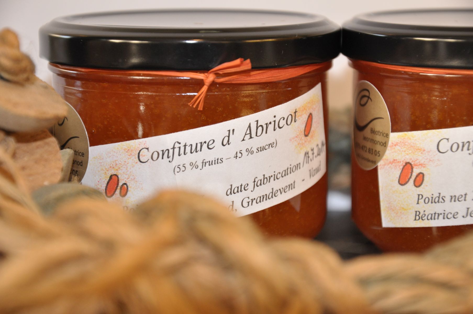 confitures, abricot, fraises
